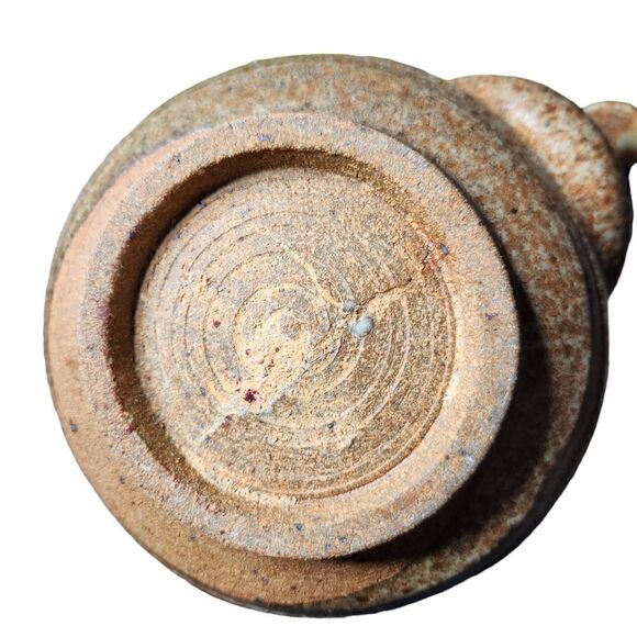 Unusual Clay Pottery Teapot with Rattan Handle Tall Lid Brown Handmade - Picture 6 of 13